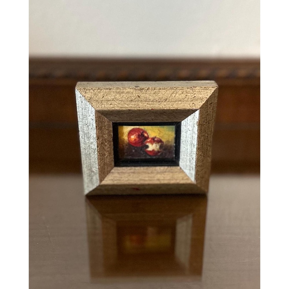Vintage‎ Miniature Mini Apple Oil Painting - Picture 2 of 9